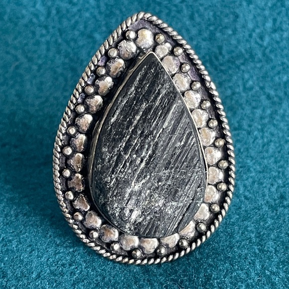 Black Tourmaline Ring Size 6.5 - Picture 1 of 3